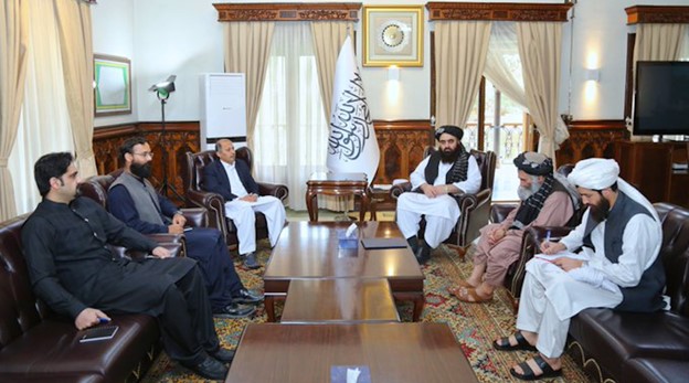 File photo of Taliban Foreign Minister Amir Khan Muttaqi (right) and Pakistan's ambassador, Mansoor Ahmad Khan, in Kabul. Photo Credit: Ministry of Foreign Affairs - Afghanistan
